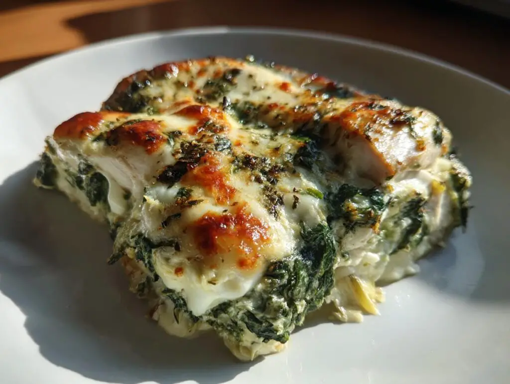 Skinny Spinach Artichoke Chicken Casserole