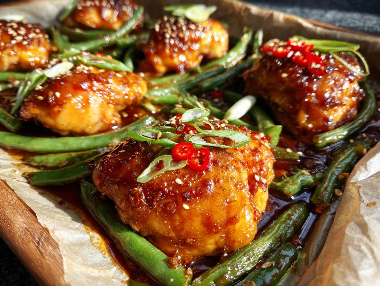 Miracle 4-ingredient sticky ginger chicken sheet pan