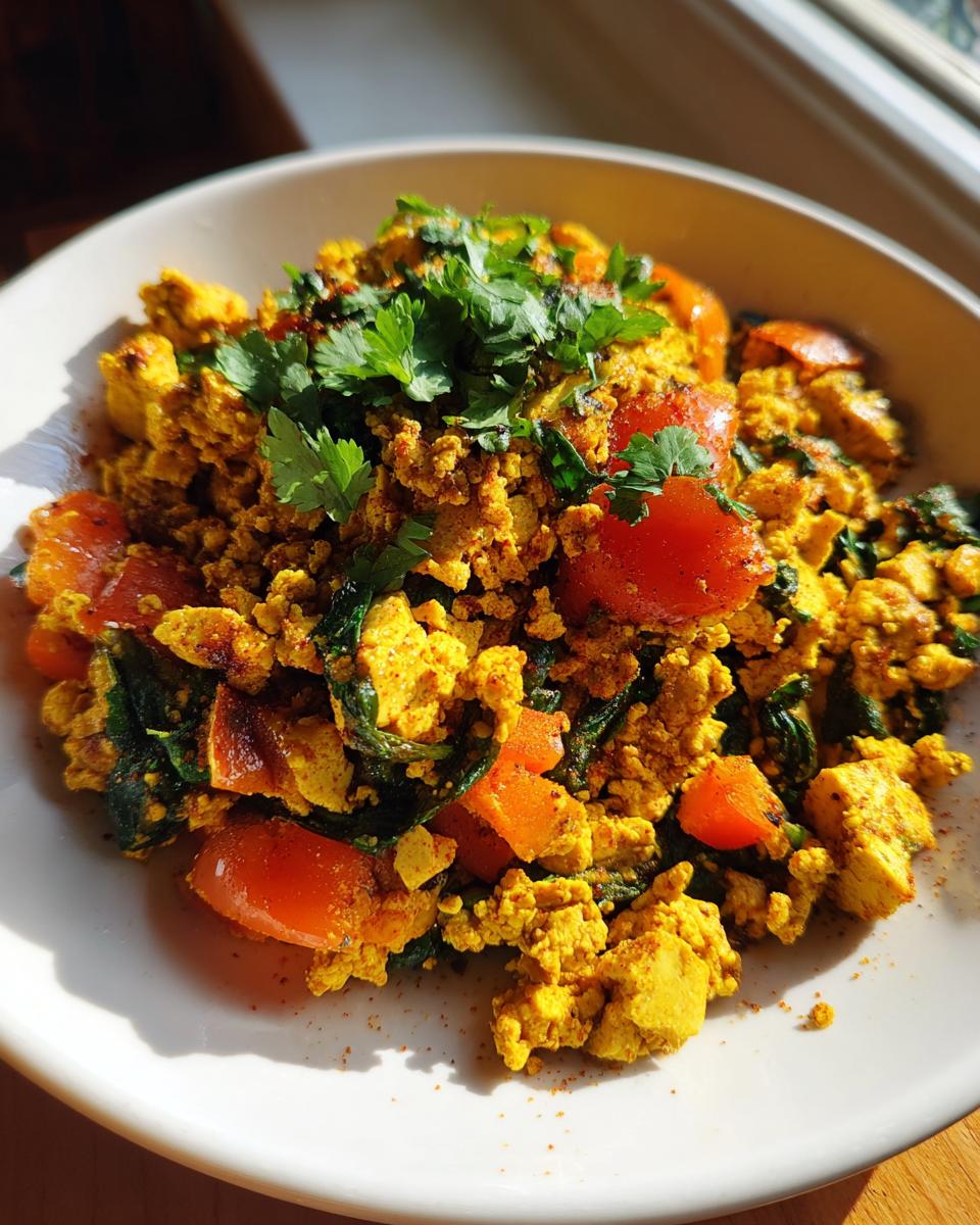 Vegan tofu scramble breakfast - detail 1