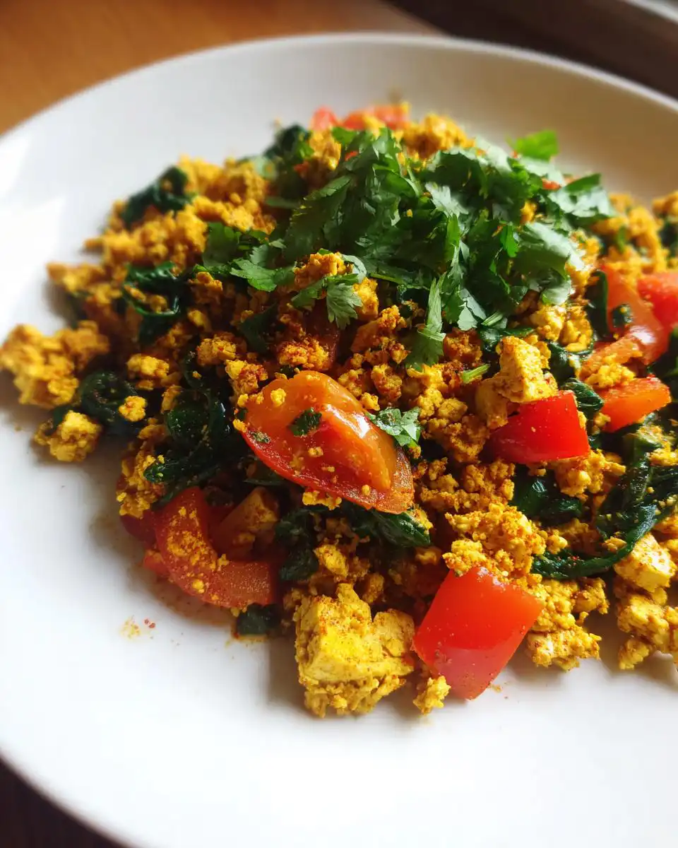 Vegan tofu scramble breakfast - detail 2