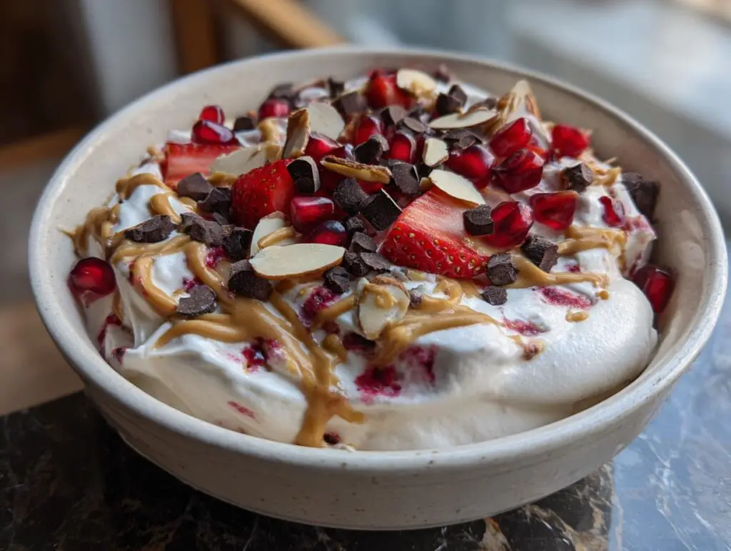 fluffy protein yogurt dessert bowl