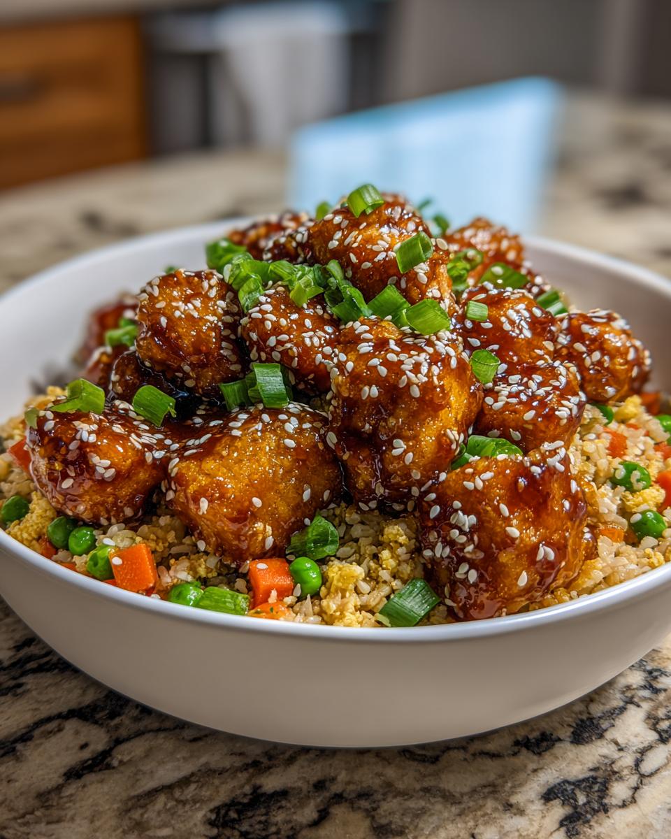 high protein honey sesame chicken rice meal prep - detail 2