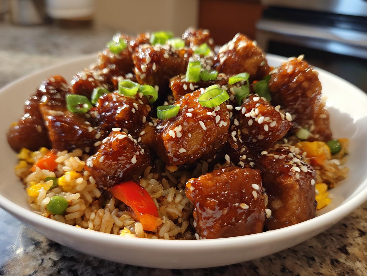 Super high protein honey sesame chicken rice meal prep