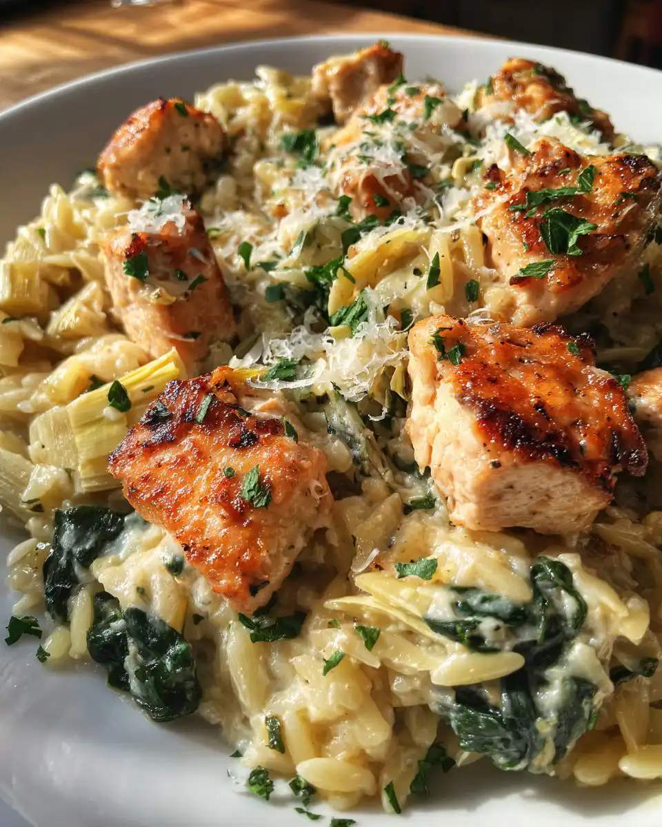 high protein spinach artichoke chicken bake meal prep - detail 2