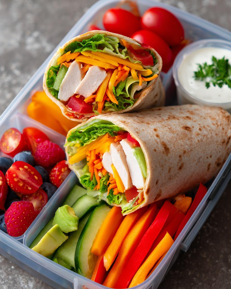 high protein turkey wrap lunch box - detail 1