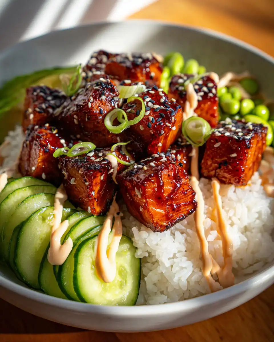 honey sriracha salmon rice bowls - detail 2