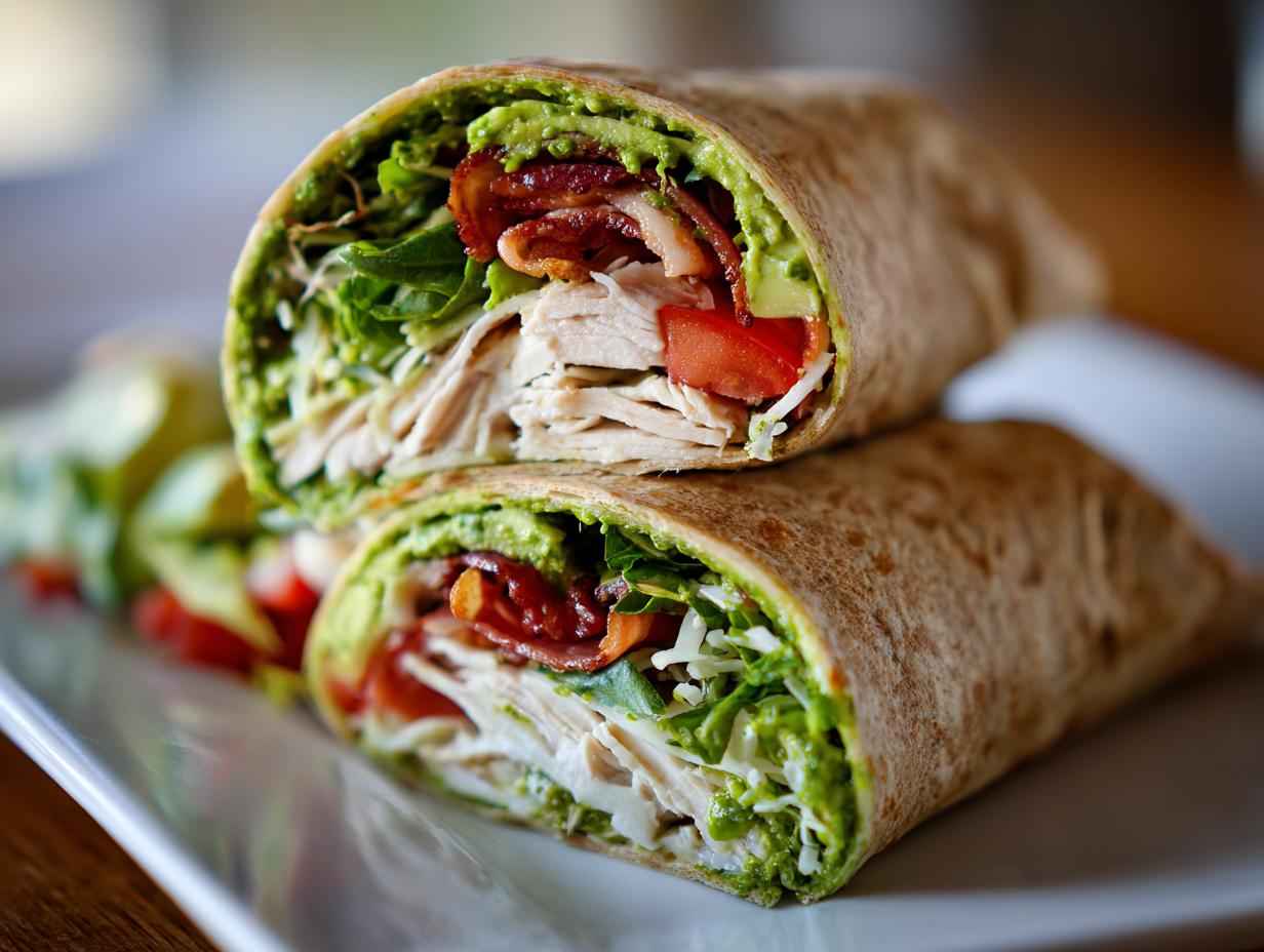 Pesto Chicken Avocado Bacon Wrap Bliss 4 U
