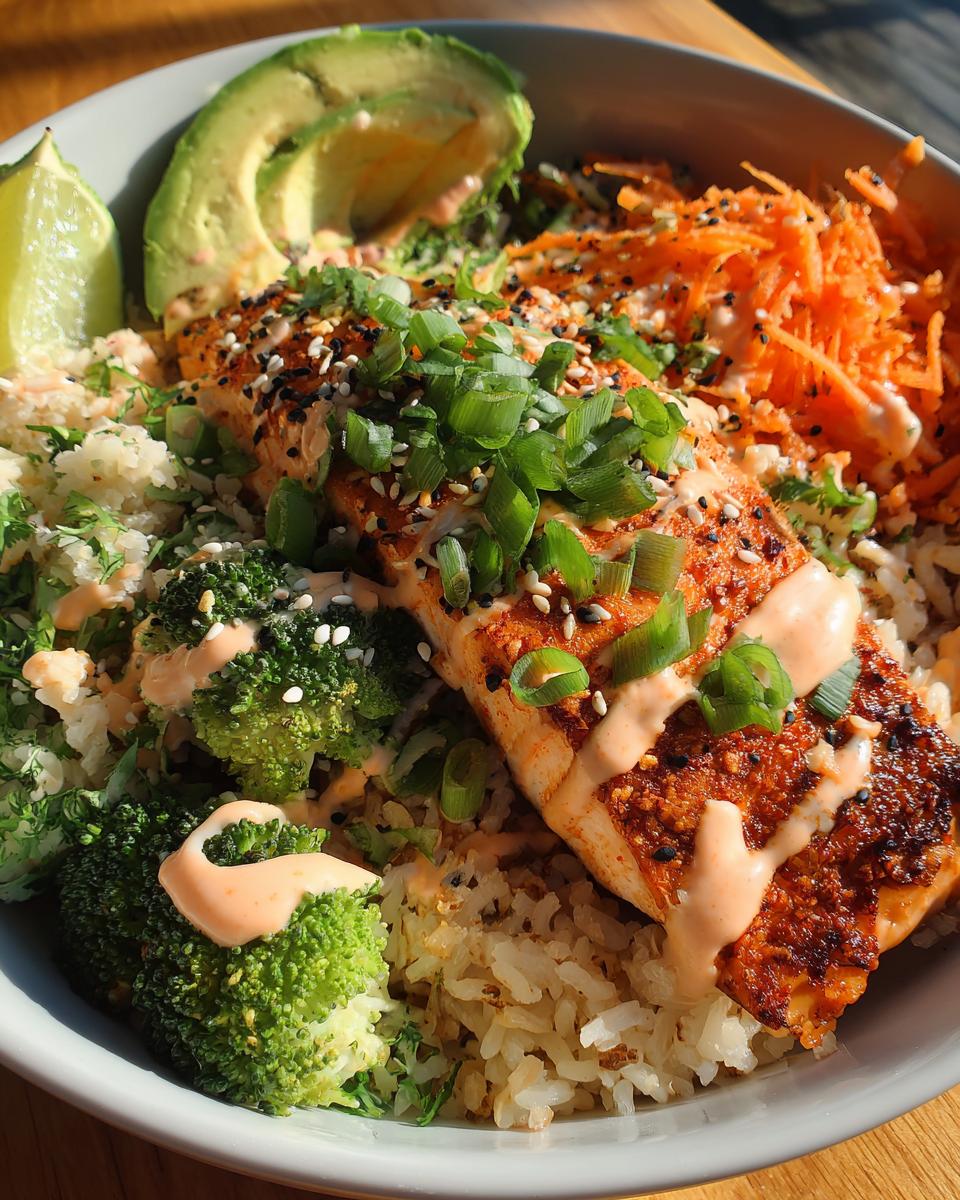 salmon rice bowl - detail 1