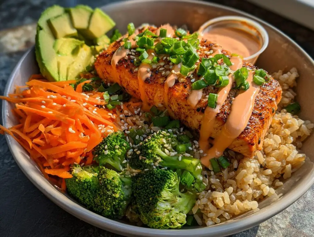 salmon rice bowl
