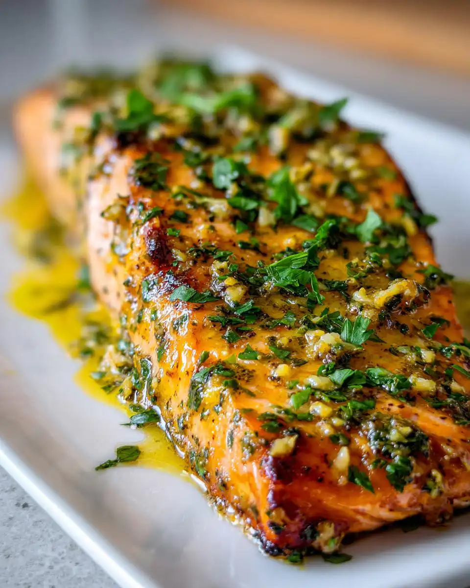 Baked lemon garlic salmon - detail 1