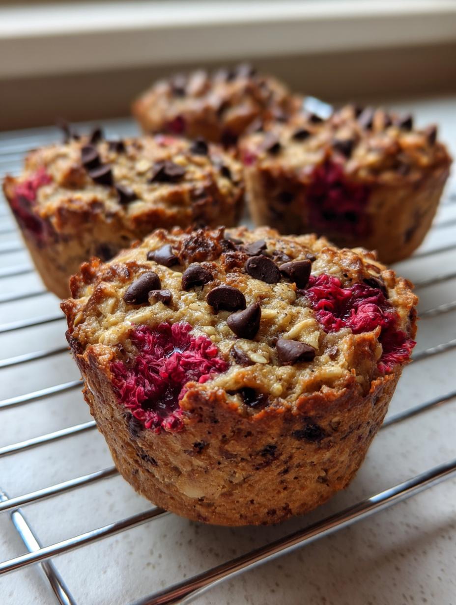 Baked oatmeal banana raspberry cups - detail 2