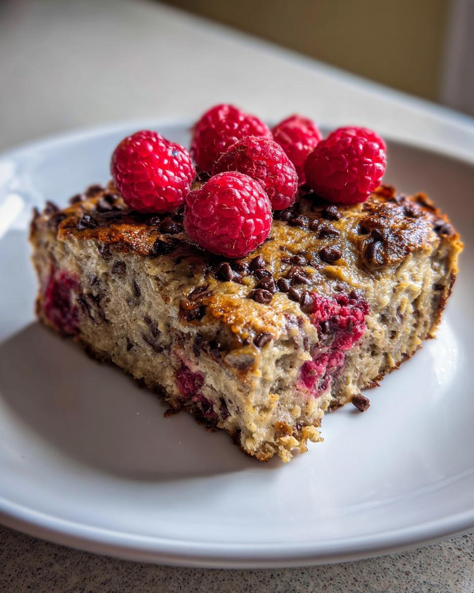Banana raspberry baked oats - detail 1