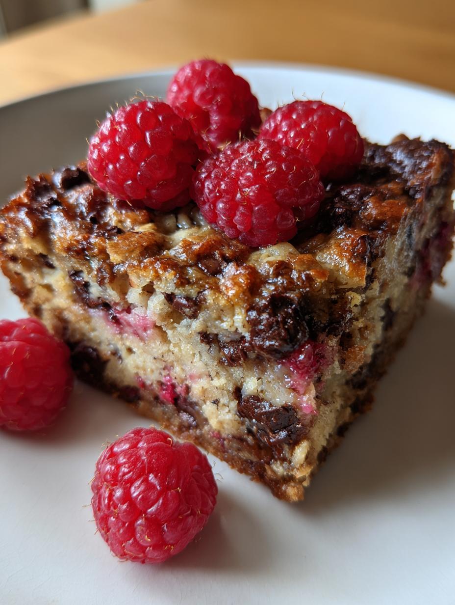Banana raspberry baked oats - detail 2