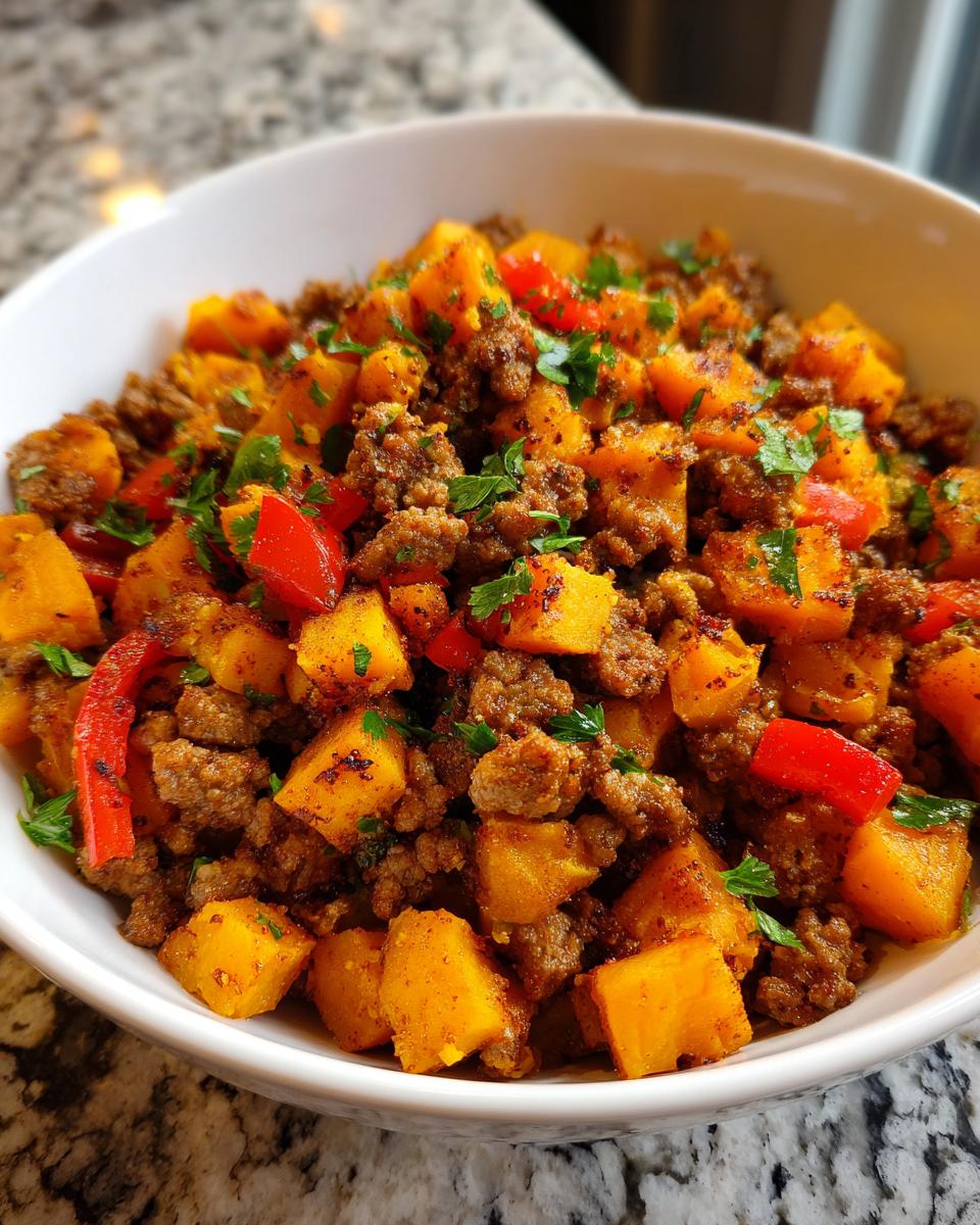 Beef sweet potato hash - detail 1