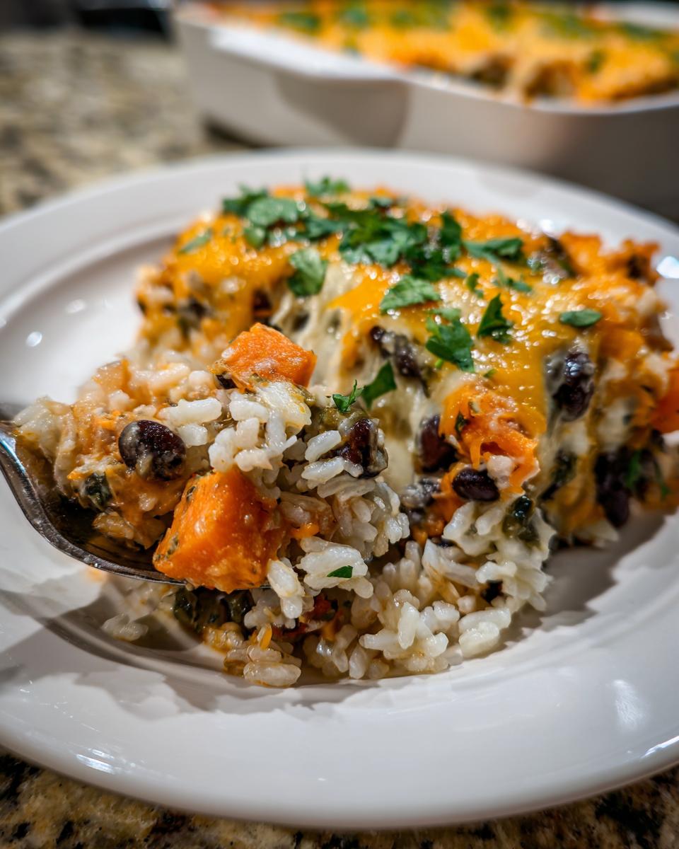 Cheesy Sweet Potato Black Bean Casserole with Rice - detail 1