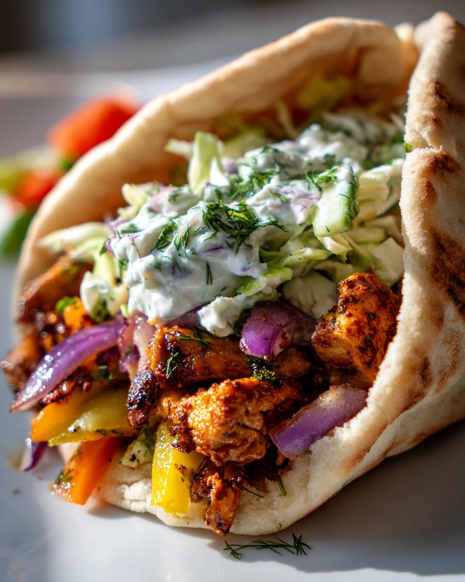 Chicken Pitas with Herby Yogurt Slaw - detail 2