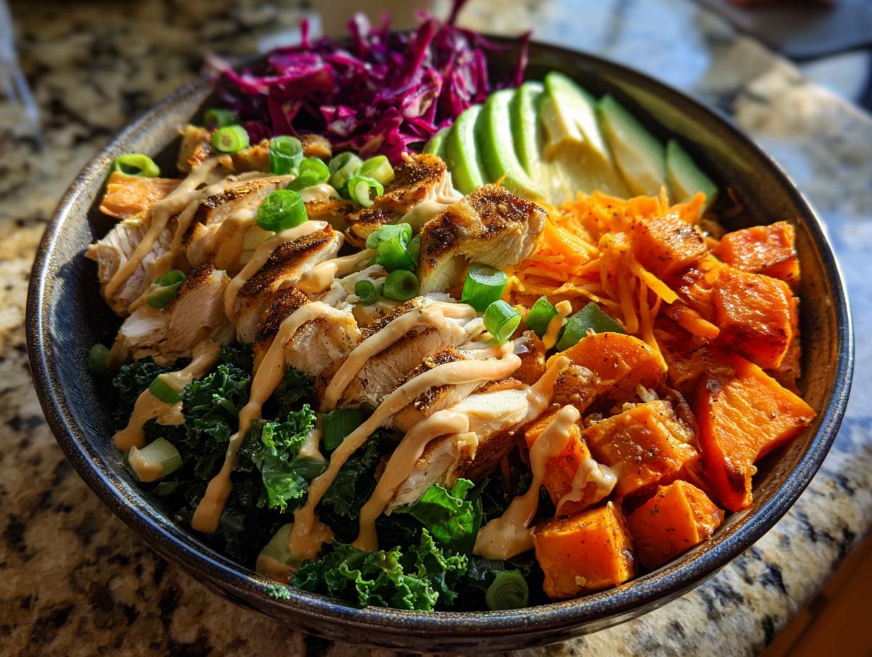 Amazing 4 Ingredient Chicken Sweet Potato Power Bowls