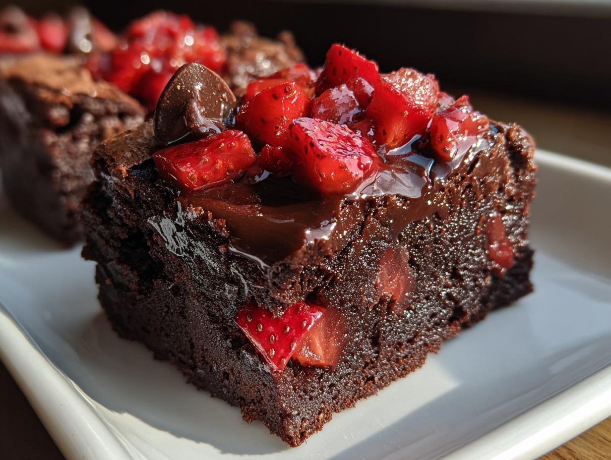 Divine Chocolate Strawberry Brownies 16 Squares