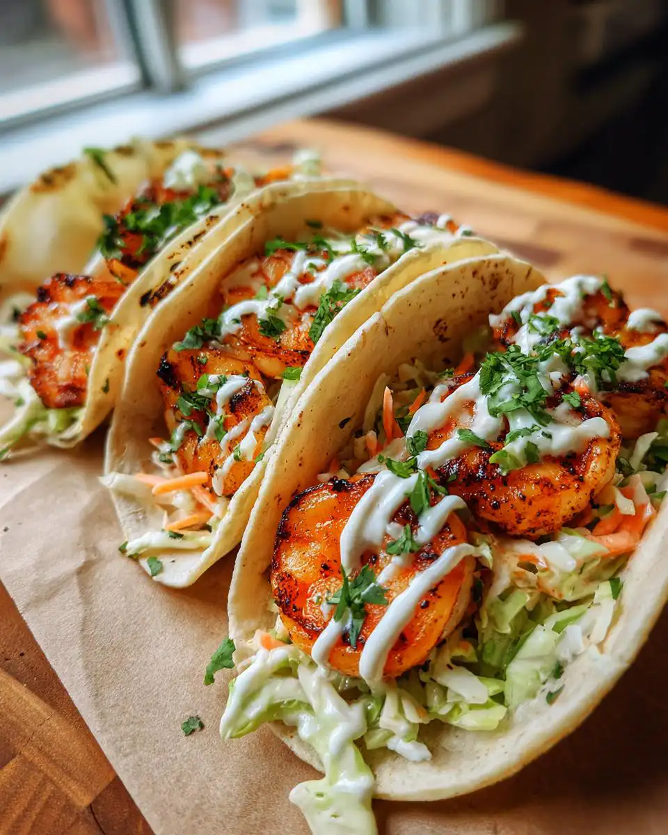 Cilantro Lime Shrimp Tacos With Slaw - detail 1