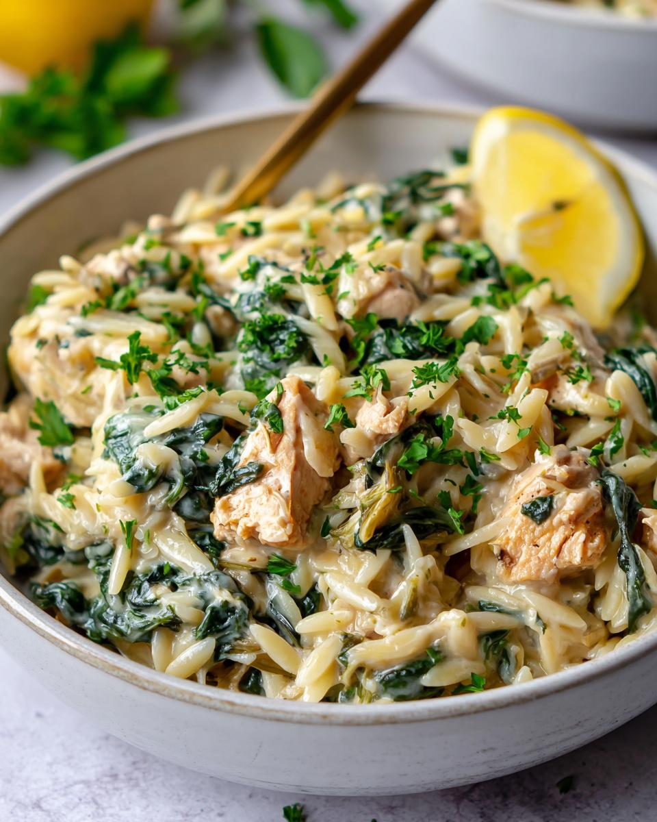 Creamy Chicken Spinach Orzo One Pot - detail 1