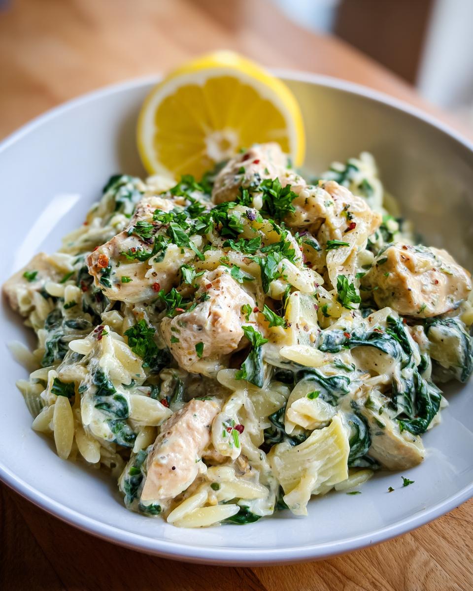 Creamy Chicken Spinach Orzo One Pot - detail 2