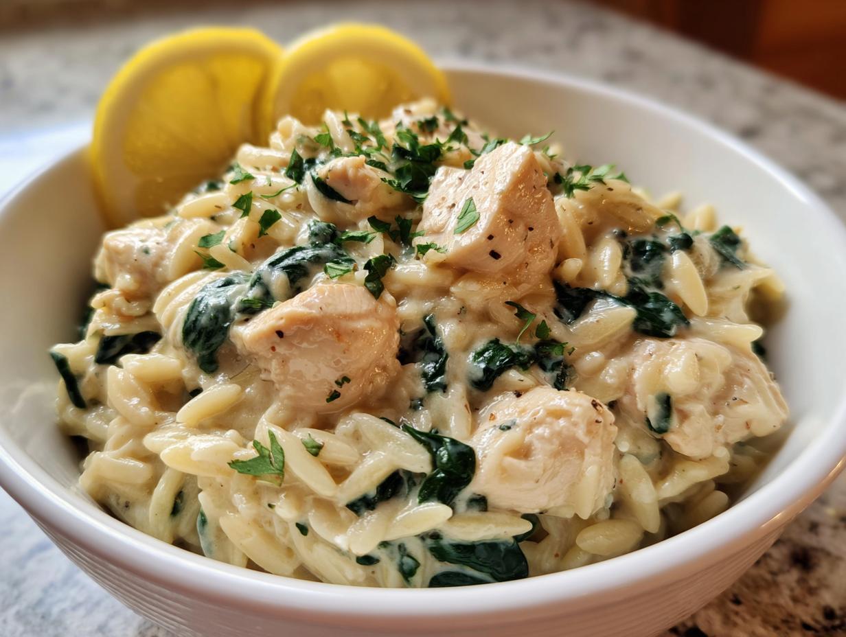 Creamy Chicken Spinach Orzo One Pot 30 min