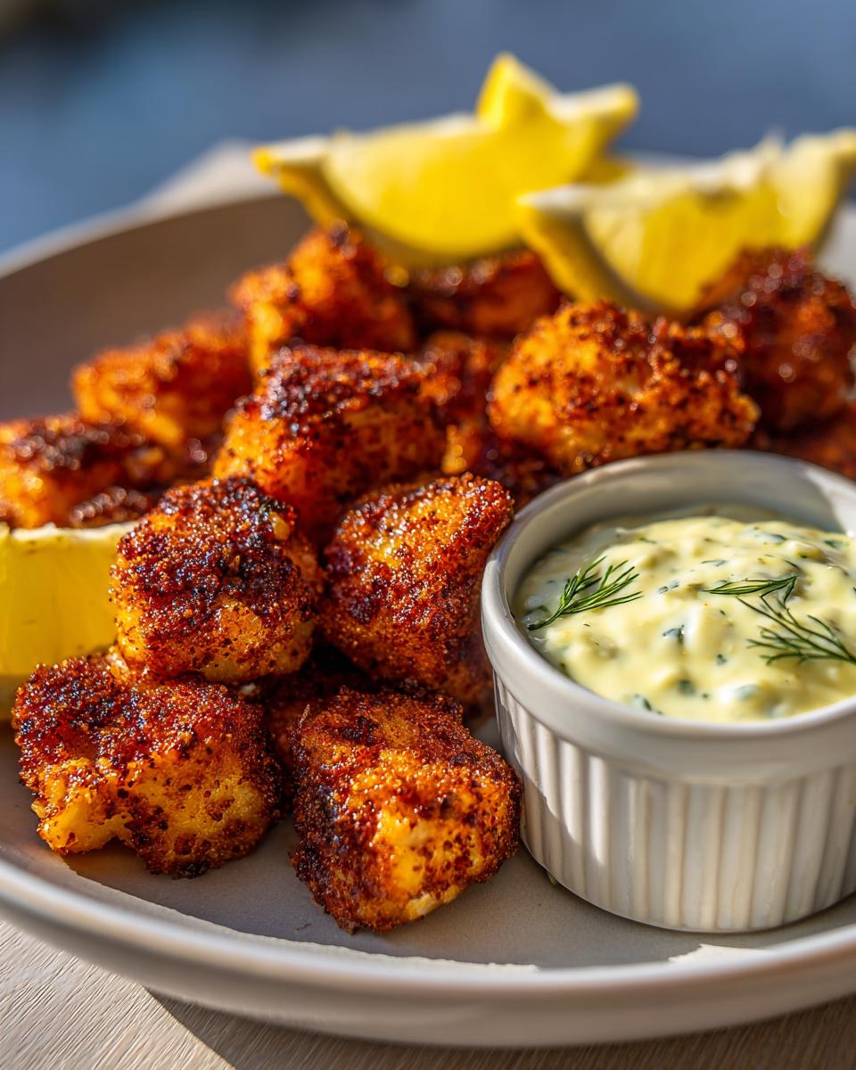 Crispy Air Fryer Salmon Bites with Lemon Yogurt Dip - detail 2