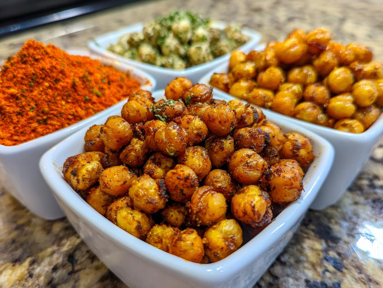 Amazing 3-Flavor Crispy roasted chickpeas