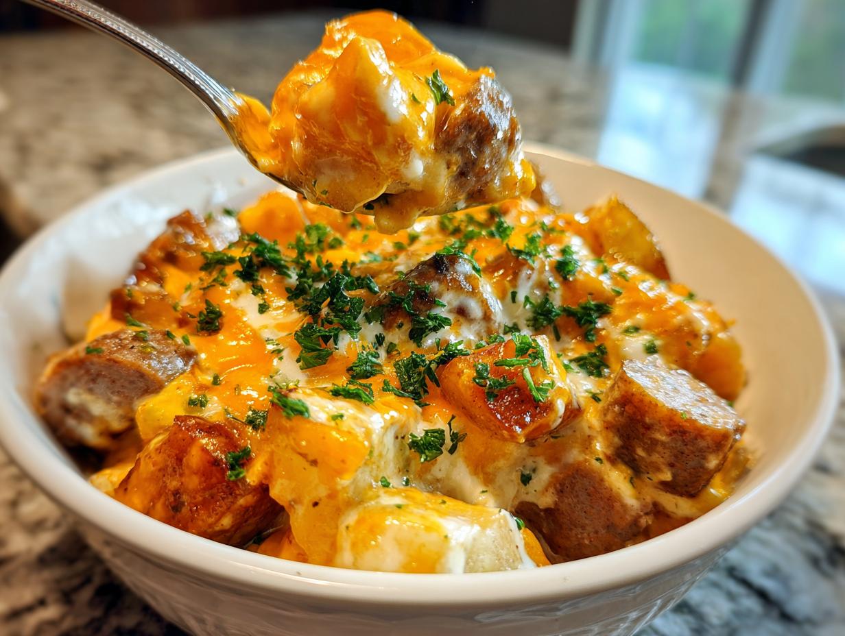 5-Hour Crockpot Cheesy Potatoes and Sausage Wow