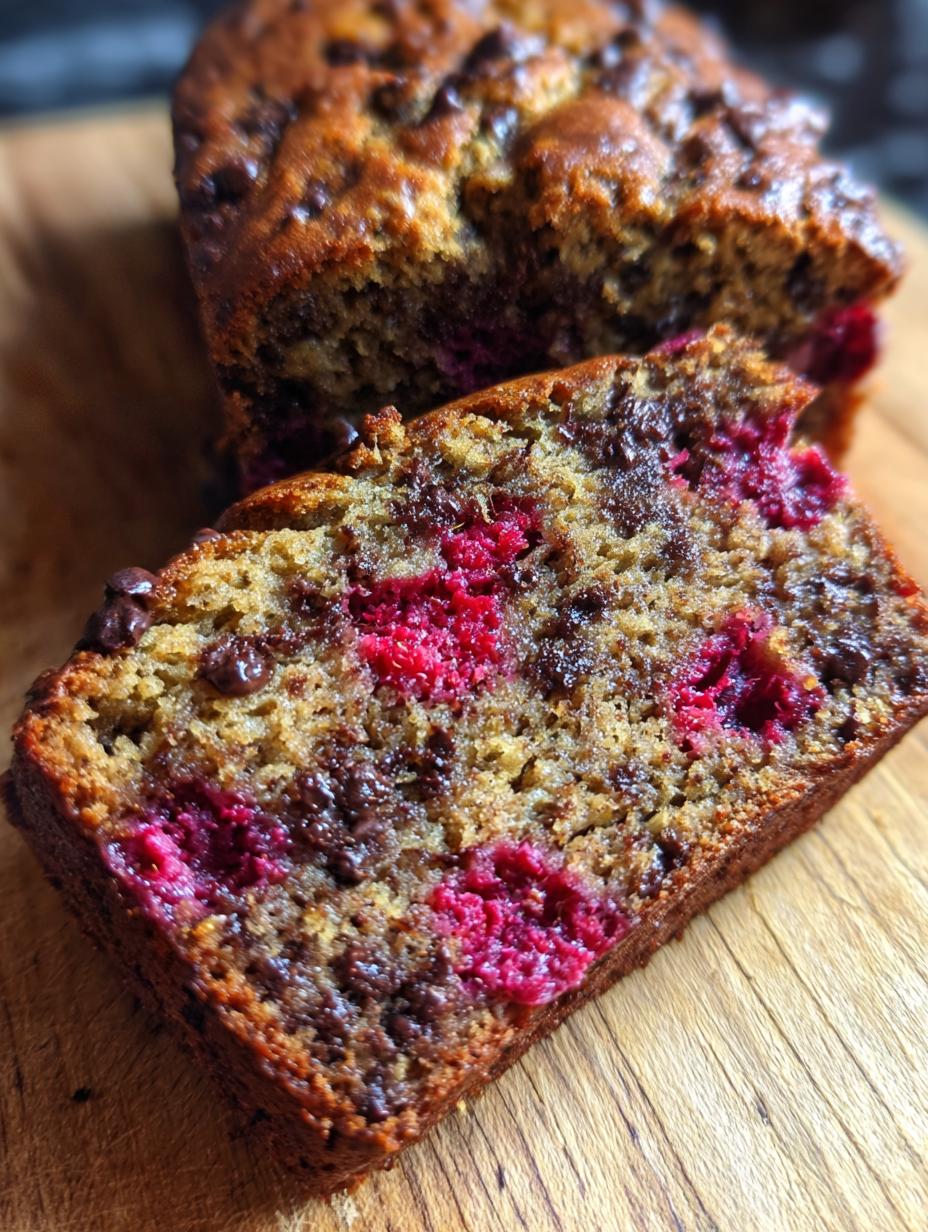 Dark chocolate raspberry banana bread - detail 2