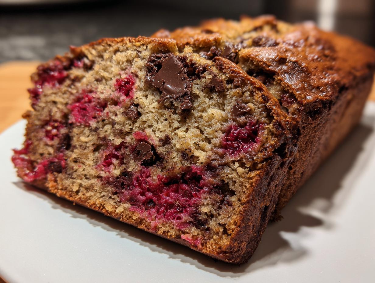 Heavenly Dark Chocolate Raspberry Banana Bread 180cal
