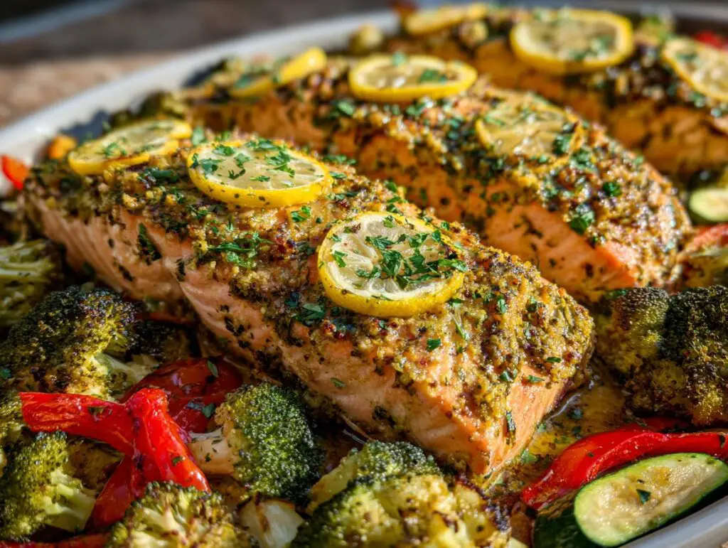 Garlic Herb Sheet Pan Salmon and Veggies