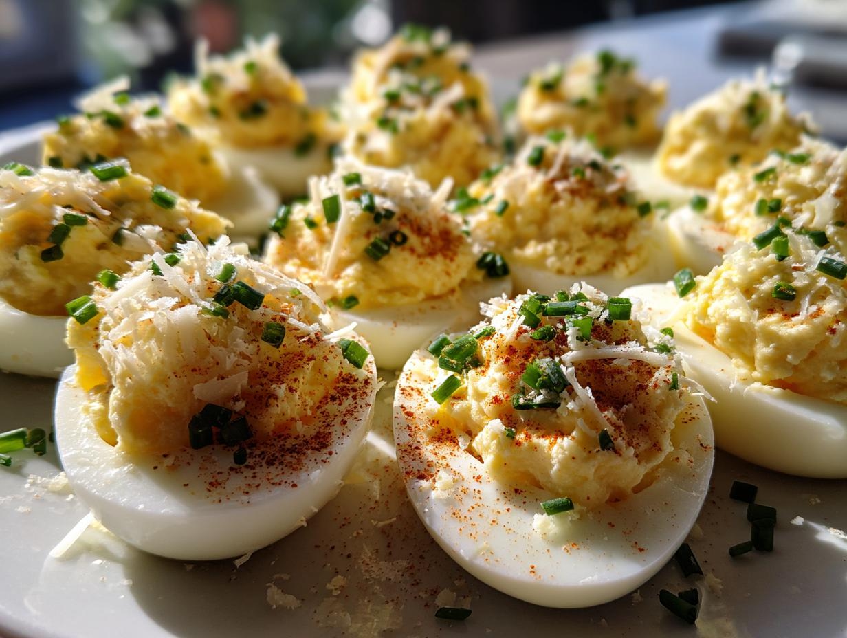 Amazing 12 Garlic Parmesan Deviled Eggs