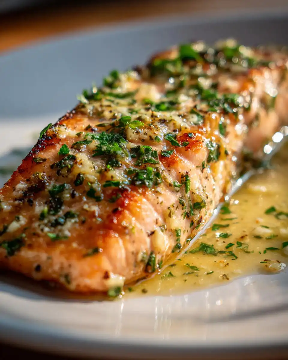 Garlic butter salmon - detail 1