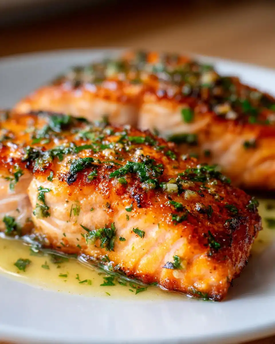 Garlic butter salmon - detail 2