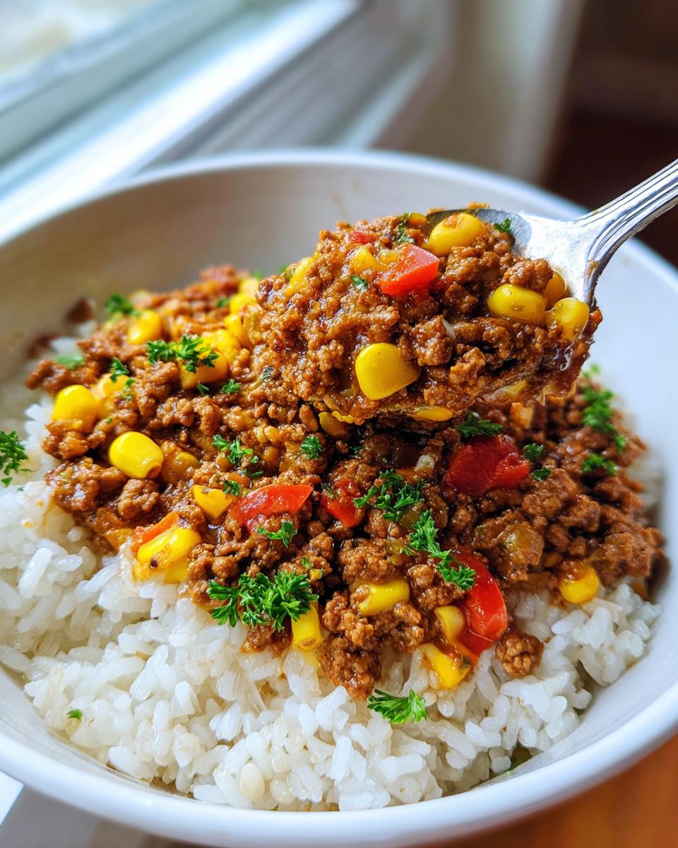 Ground beef rice bowls - detail 1