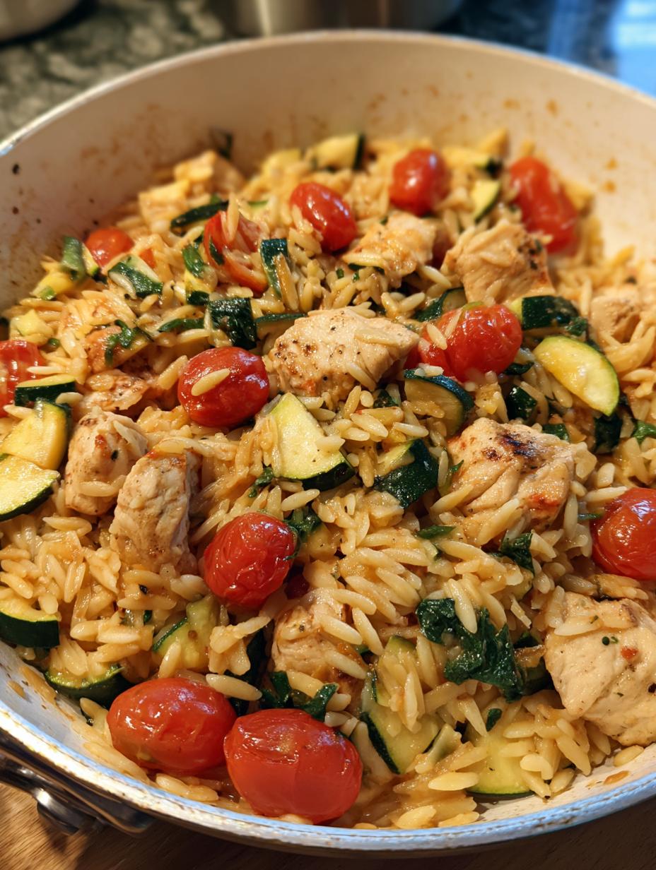 Amazing 1-Pan Healthy Chicken Orzo Skillet
