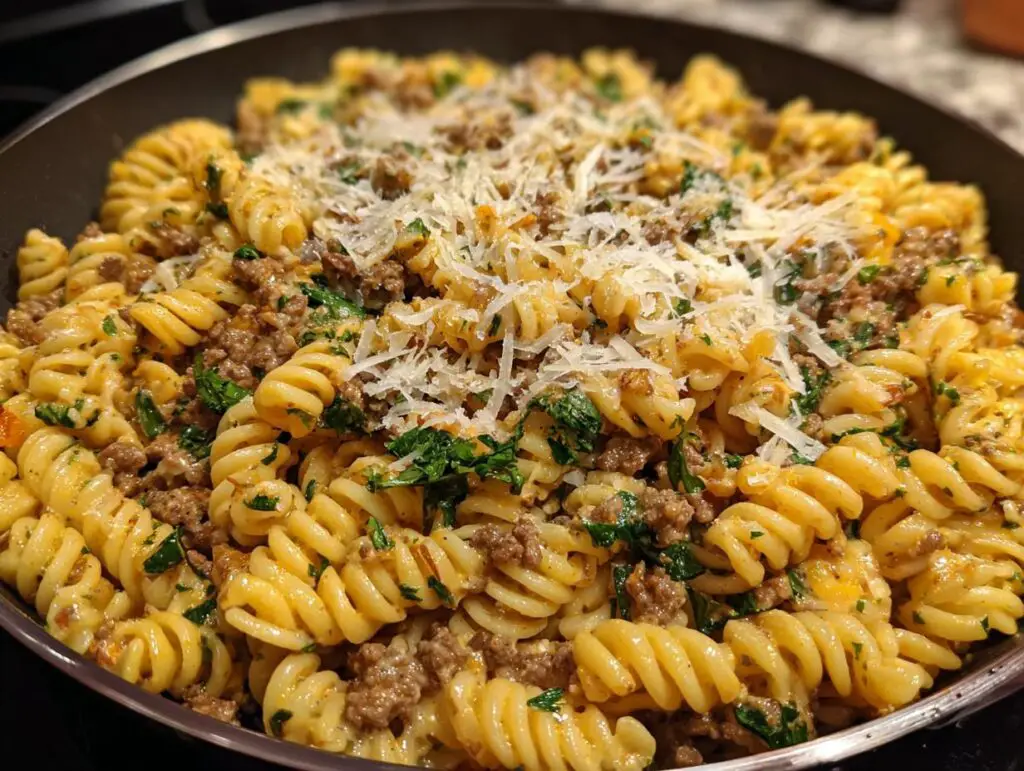 High Protein Beef Pasta Skillet