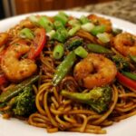High Protein Shrimp Stir Fry Noodles