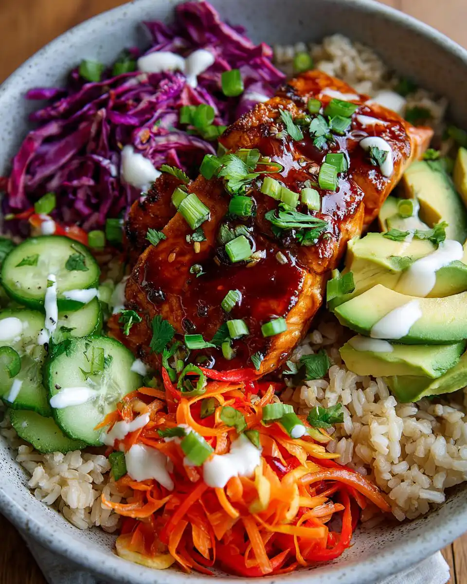 Honey Chili Glazed Salmon Nourish Bowls - detail 1