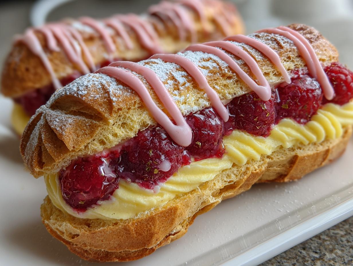 Lemon Raspberry Eclairs: 280 Calorie Delight