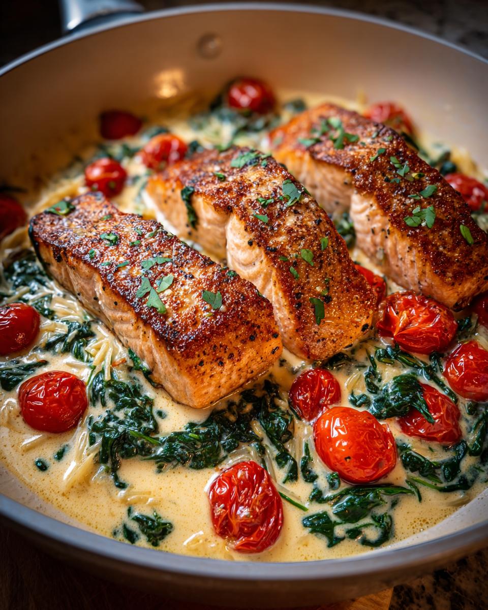 Light Creamy Tuscan Spinach Salmon Skillet - detail 1