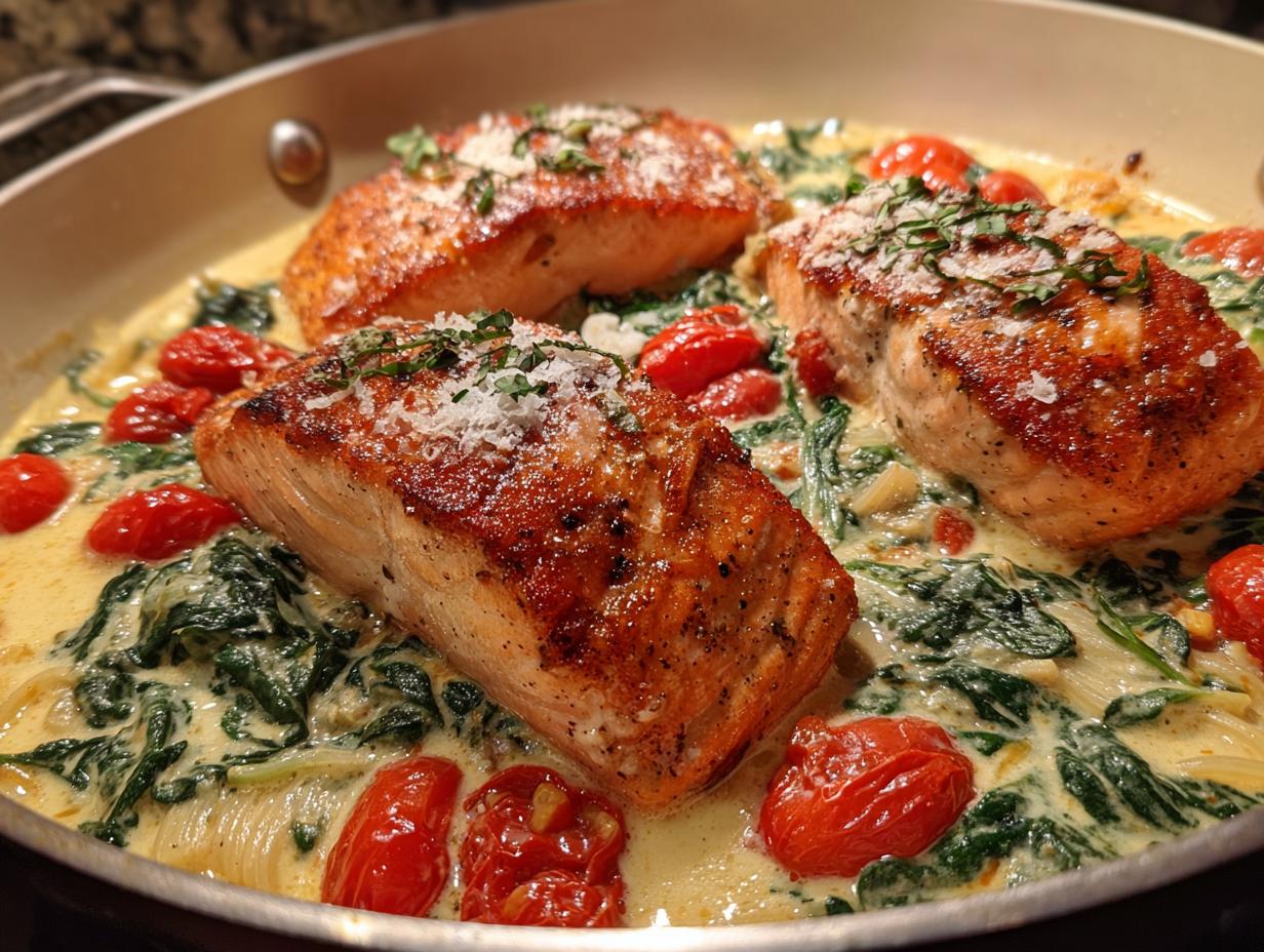 Amazed 30-Minute Creamy Tuscan Spinach Salmon Skillet