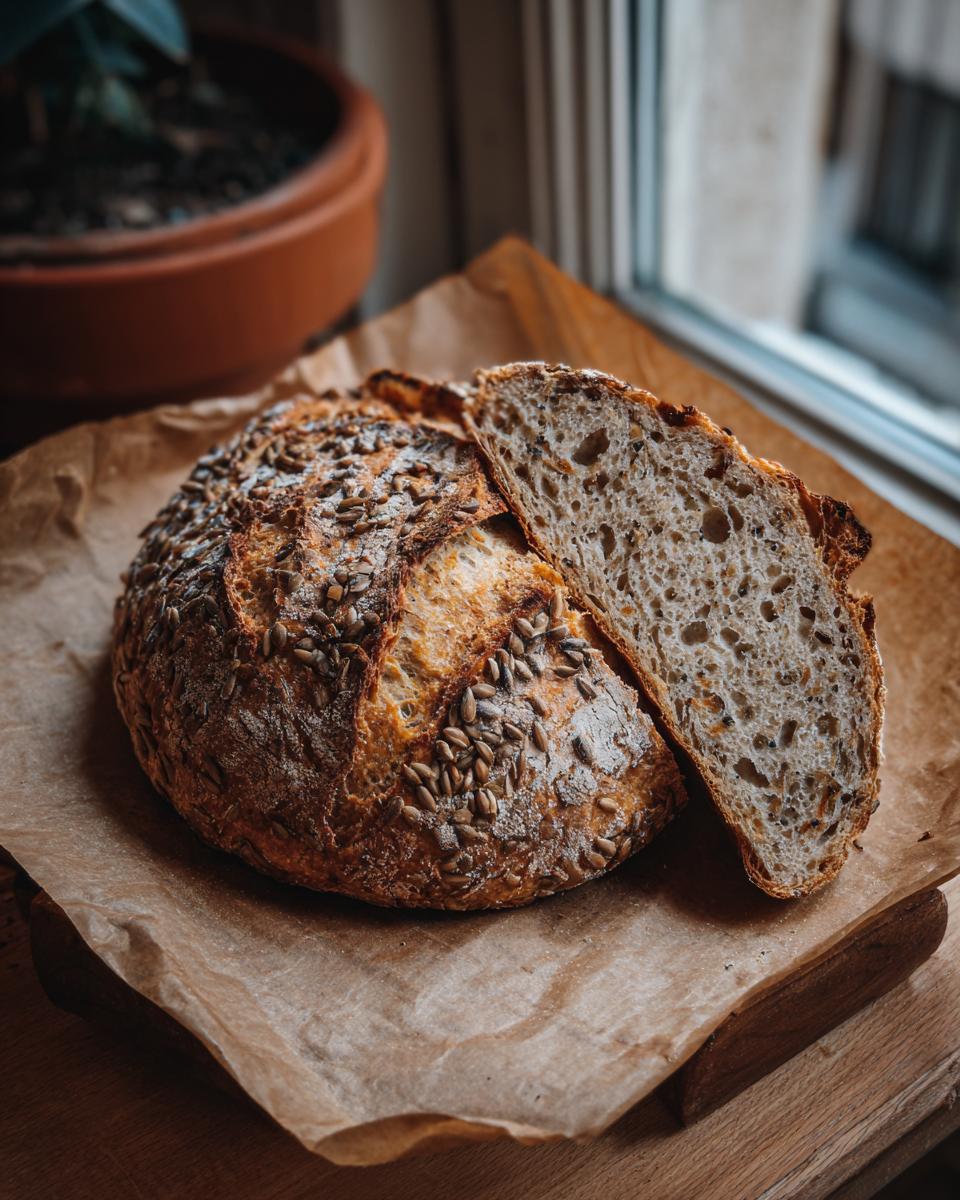 Multiseed No-Knead Sourdough Bread - detail 1
