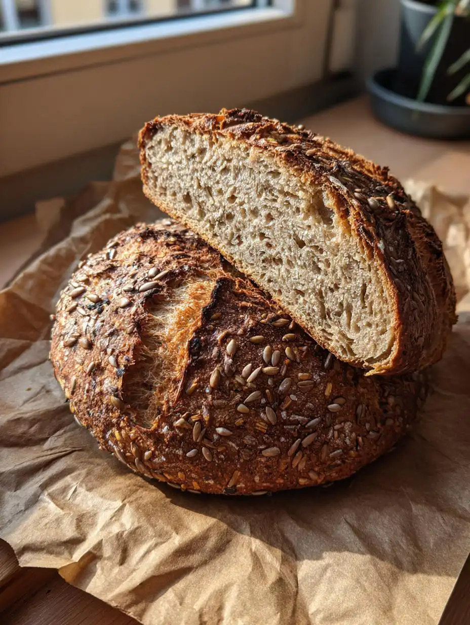 Multiseed No-Knead Sourdough Bread - detail 2