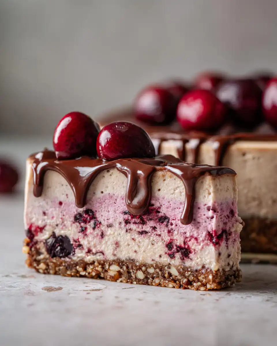 No-bake vegan cherry cheesecake - detail 1