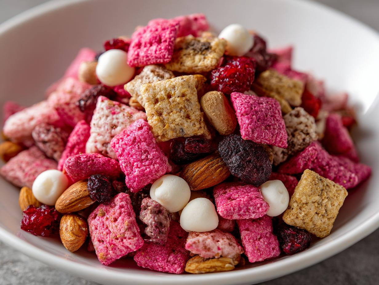 Pink snack mix in 5 amazing minutes