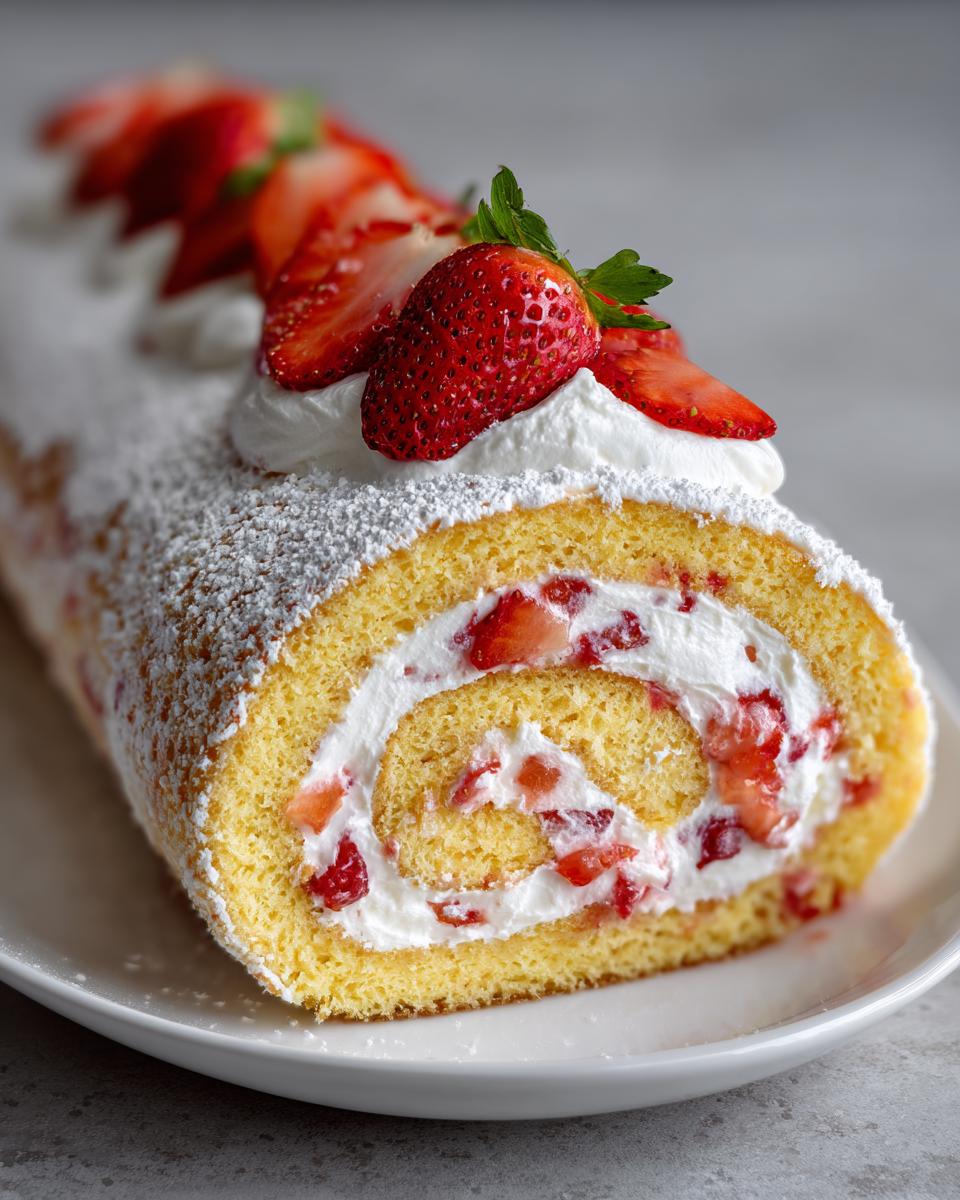 Rolled strawberry shortcake cake - detail 1