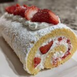 Rolled strawberry shortcake cake