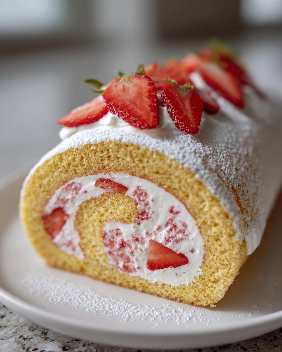Rolled strawberry shortcake cake - detail 2